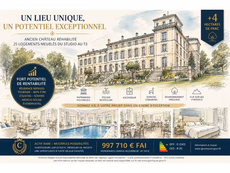 vente à vendre – ensemble immobilier de caractère – ancien château réhabilité – 25 lots – 