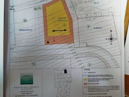 terrain à bâtir viabilisé de 972 m²  plein sud  canaples (15 min amiens nord)