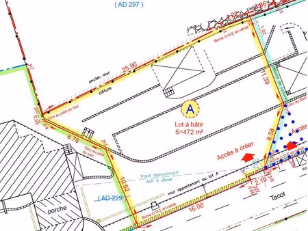 terrain à batir 472 m² au val d'oingt / bois d'oingt
