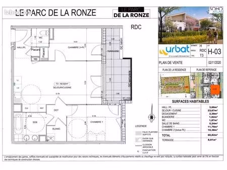 appartement 3 pièces à louer à villefranche sur saône - 61m2 - 780 c.c