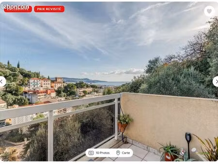 superbe 2 pièces meublé – vue mer panoramique – dernier étage – nice fabron