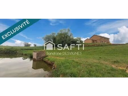maison en pierre rénovée à neuf avec étang