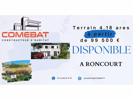 en vente terrain constructible 4 18 ares – 99 500 € |roncourt