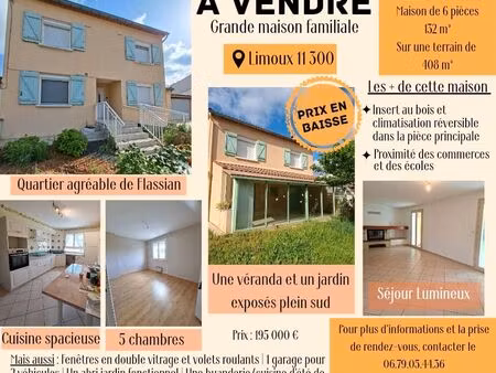 maison 7 pièces limoux quartier flassian