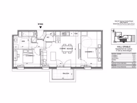 appartement 3 pièces 58 m²