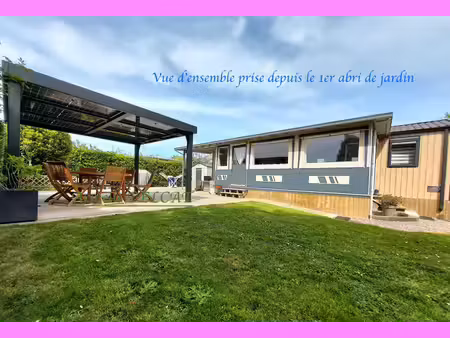 maison mobile ou mobil home avec pergola vendu avec terrain terrasse parking abris de jard