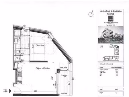 location appartement t1 à nantes (44000) : à louer t1 / 45m² nantes