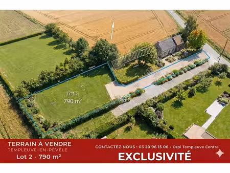 vente terrain 790 m² à templeuve (59242)  212 000 €