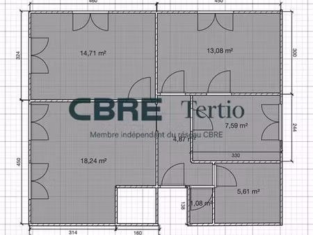 location bureau tours 65 m²