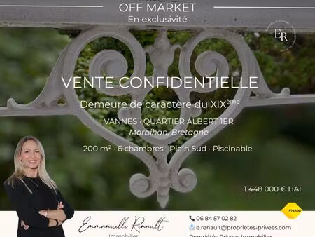 vannes albert 1er · demeure de caractère · 200 m² · jardin clos plein sud