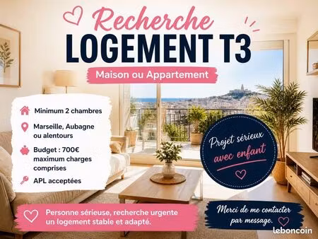 locataire sérieuse avec enfant recherche t3 sud – budget 700 apl ok