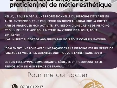 body pierceuse recherche un local