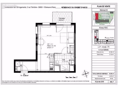 appartement 1 pièce 32 m²
