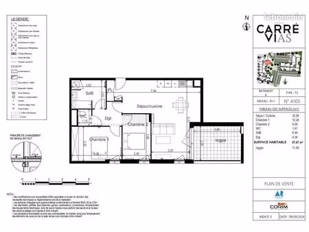 appartement 3 pièces 67 m²
