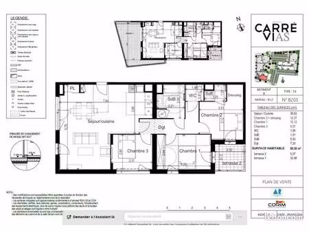 appartement 4 pièces 88 m²