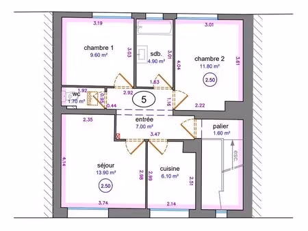 tomblaine lumineux f3 55m² - garage et terasse possible