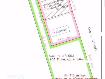 terrain en deuxième ligne 570m²