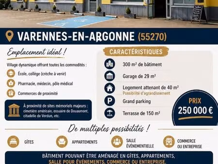 bâtiment commercial 300m2 + logement