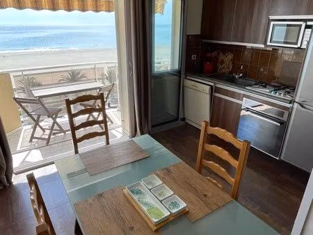 canet-plage  t2 face mer 46m2  traversant  wifi fibre et décodeur inclus