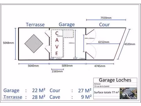location garage 22m2