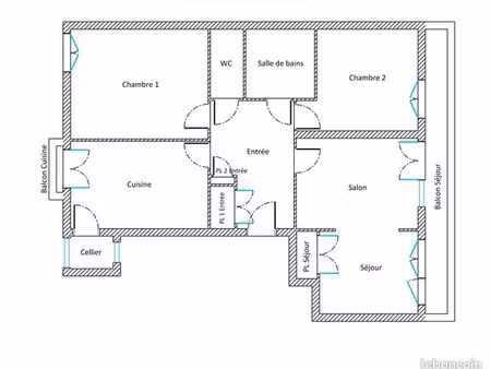 t3 76 m² 2 chambres avec balcon et cave