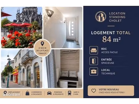 maison de ville meublée – hypercentre cholet – 84 m² – balcon + local vélos