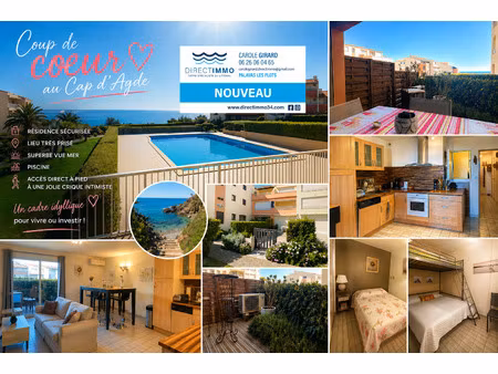 cap d'agde  secteur falaise   superbe vue  t3 d'environ 50 m