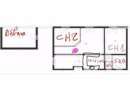 maison individuelle 2ch jardin clos