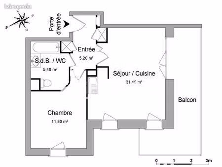 appartement 2 pièces 43 m²