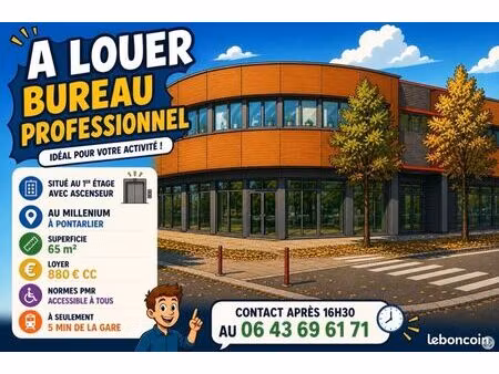 loue local bureau professionnel 65m2