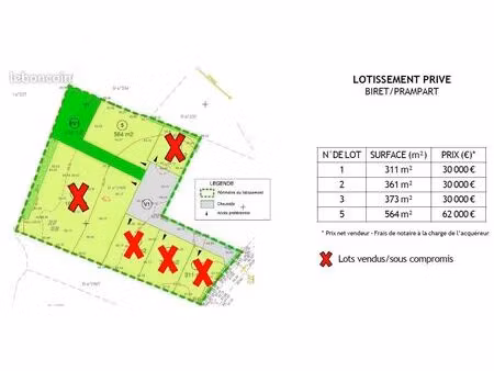 terrain constructible viabilise 564m²