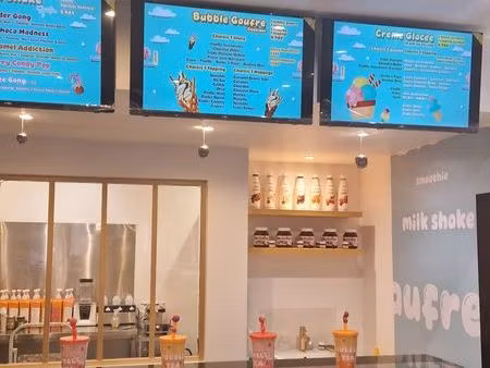 fonds de commerce de bubble tea / coffee shop  concept tendance  prêt à exploiter