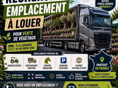 recherche emplacement à louer à la journée pour vente de végé