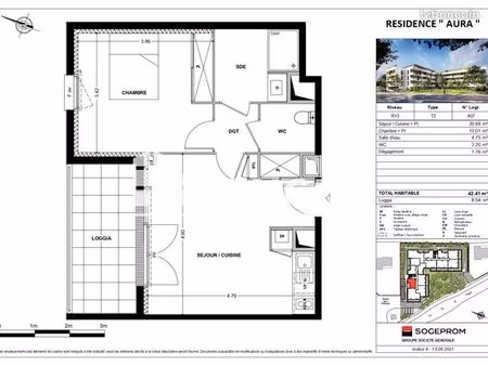 appartement 2 pièces 42 m²