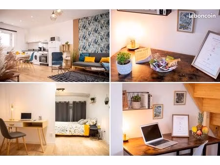 t2 duplex meublé 50m² refait a neuf (2021) - centre st seurin cursac - idéal mobilité/blay