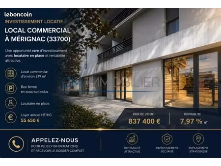 local commercial 219 m² mérignac