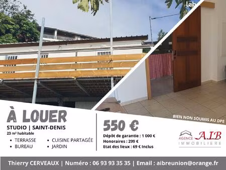 location appartement 1 pièce meublé 23m² st denis 97400