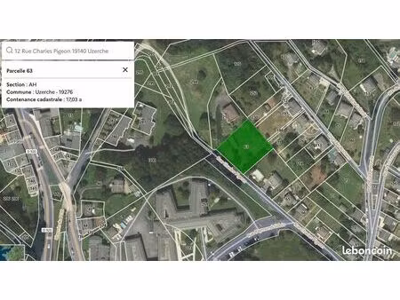 terrain constructible viabilisé – 1703 m² – à 2 min du centre d’uzerche (19140)