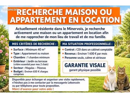 recherche location - secteur magalas / pézenas