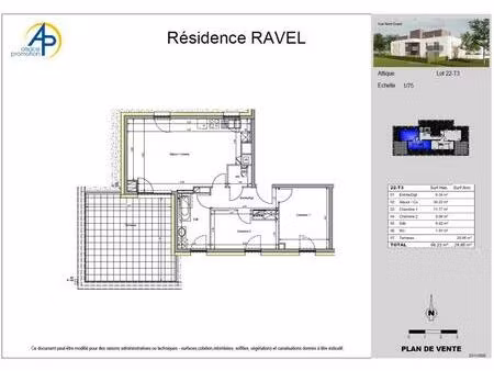 résidence ravel - f3 en attique