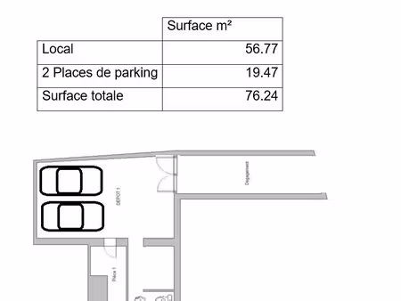 loue un local 57m² pour garage  stockage ou d’atelier de mécanique pouvant entreposer jusq