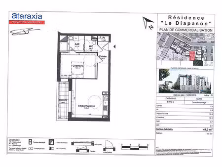 appartement tours 2 pièce(s) 44.20 m2