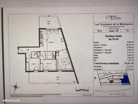 appartement 4 pièces 73 m²