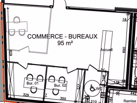 local commercial bureaux 95 m² neuf modulable parking malestroit