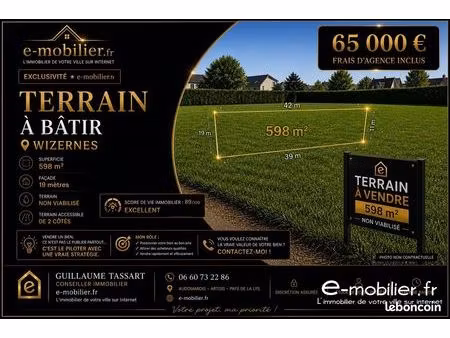terrain 598 m² wizernes