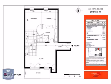 appartement à louer 3 pièces 68.1 m² - bobigny (93) - 1 005€