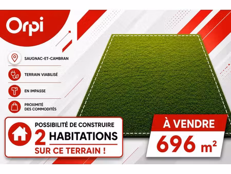 vente terrain 696 m² narrosse (40180)