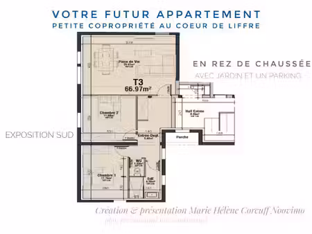 t3 rdc sud jardinet 67 m2 centre de liffré