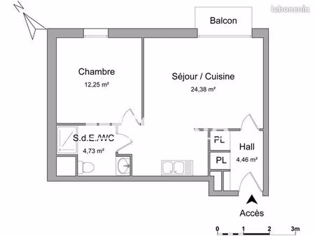 appartement 2 pièces 45 m²