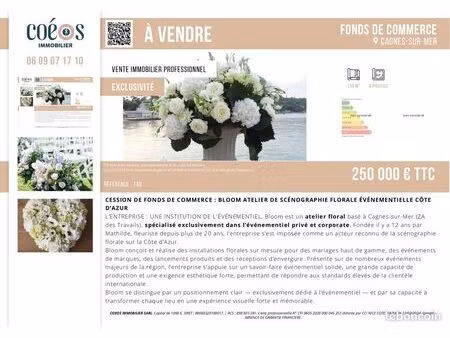 fonds de commerce atelier florale